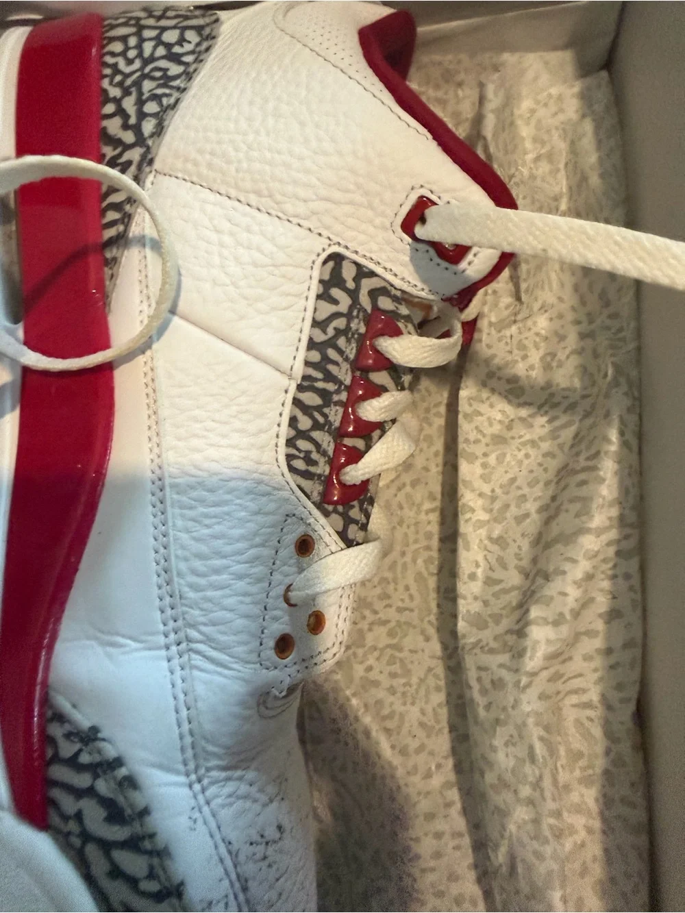 Jordan Men's White and Red Athletic Sneakers Cardinal Red